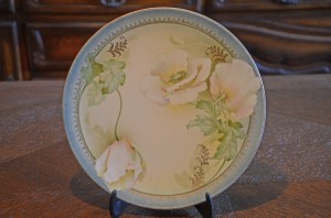 Antique RS Prussia White Poppy 8" Plate Dish Dishes Germany R.S. Poppies Flower Porcelain Vintage Fine China