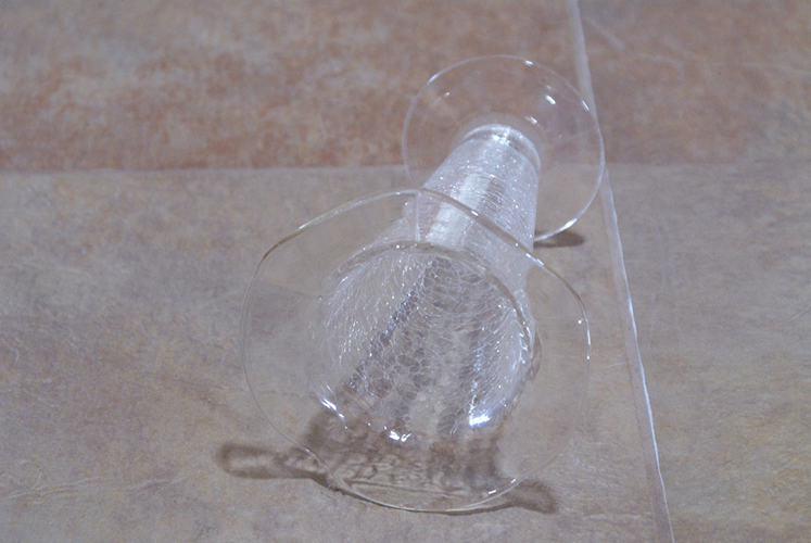 Vintage Clear Crackle Glass Ruffle Top Tall Vase Flower Shabby Chic