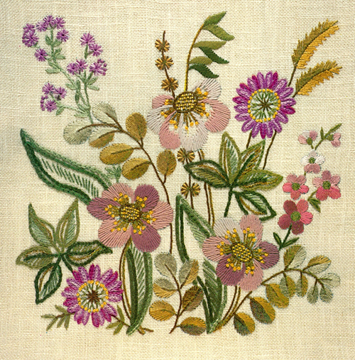 Vintage Lindhorst Needlepoint Stitchery Kit Floral Flower Pillow Case Made in West Germany