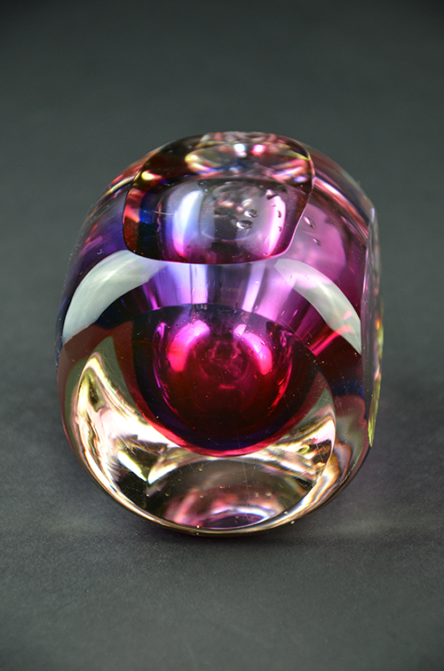 Colorful Italian Murano Glass Perfume Bottle Red Pink Purple Cobalt Blue Round Made in Italy