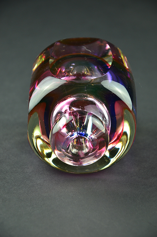 Colorful Italian Murano Glass Perfume Bottle Red Pink Purple Cobalt Blue Round Made in Italy