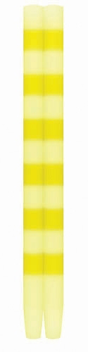 Ana Candles Pair of Striped Tapers Daffodil Yellow Paraffin Wax Burning Party Holiday